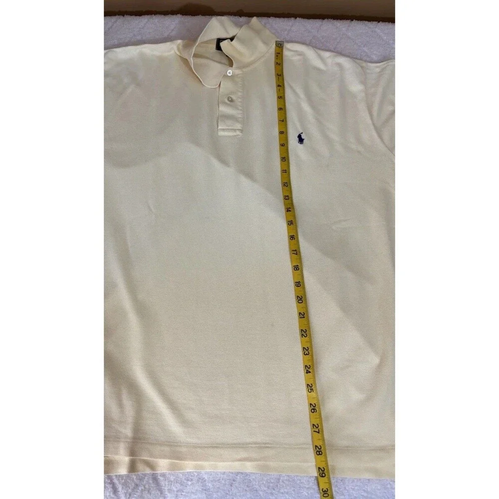 Vintage Ralph Lauren Embroidered Polo Shirt Light Yellow Mens Size Large
